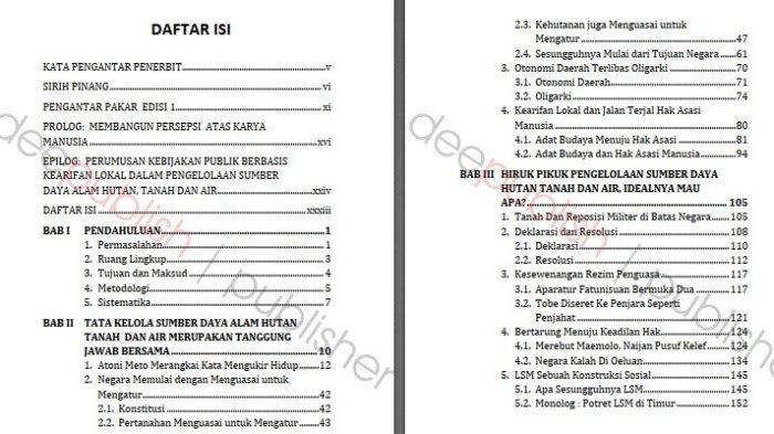 Daftar Isi Buku Menguak Tabir Menerjang Badai karya Marthen Duan.