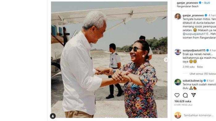 GANJAR PRANOWO BERTEMU SUSI - Berita Viral Ganjar Pranowo Jumpa Susi Pudjiastuti Hingga Makan Bersama di Pantai Pangandaran Jawa Barat