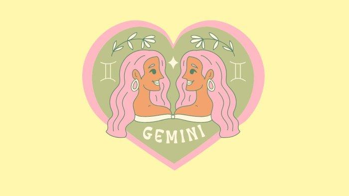 ILUSTRASI ZODIAK GEMINI - Lambang zodiak Gemini yang dibuat di Canva pada Jumat (31/1/2025).
