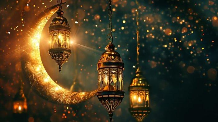 ILUSTRASI RAMADAN - Ilustrasi ornamen bulan Ramadan hasil olah kecerdasan buatan (AI) yang diunduh di Freepik pada Kamis (27/2/2025).