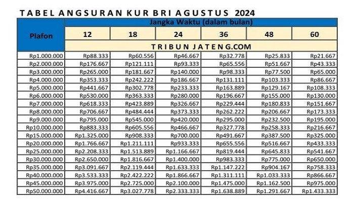 KUR BRI 2024 - Kredit KUR BRI 2024 Rp 10 Juta, Berapa Cicilan Sebulan? Cek Tabel Angsuran dan Syarat