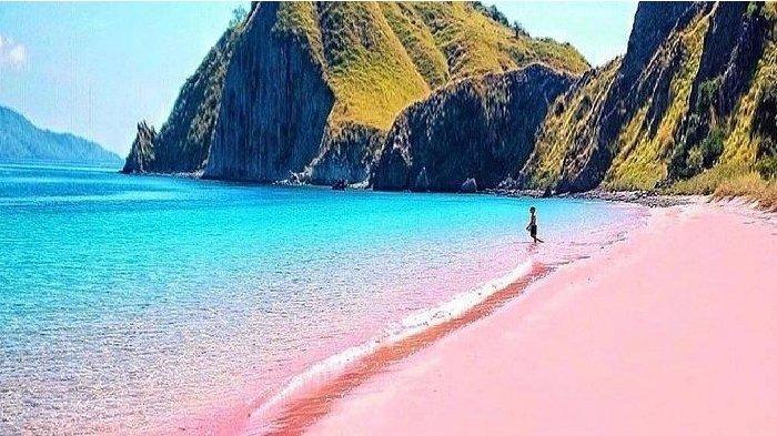 PINK BEACH - Salah satu destinasi wisata Pink Beach. Wisata Labuan Bajo, Pesawat Wings Air, Citilink & Batik Air Layani Rute Kupang - Kota Labuan Bajo Manggarai Barat.