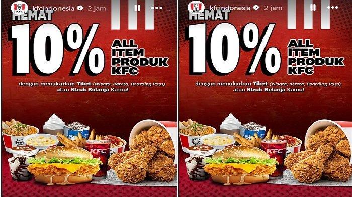 PROMO KFC - dapatkan Promo KFC nikmati all item produk KFC hemat 10 persen, Rabu (28/5/2025)
