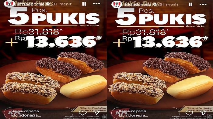PROMO KFC - hari ini nikmati Promo KFC beli 5 pcs Pukis cuma Rp 13 ribuan, Selasa (29/7/2025).