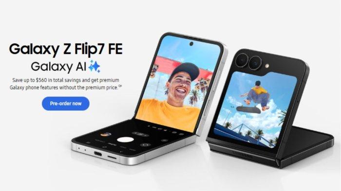 SAMSUNG - Desain Samsung Galaxy Z Flip7 FE yang diunduh di laman samsung.com pada Kamis (10/7/2025).