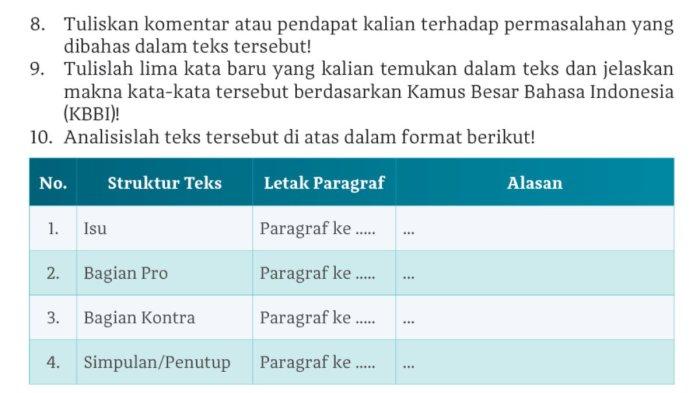 KUNCI JAWABAN - Kegiatan 1 dalam buku Cerdas Cergas Berbahasa dan Bersastra Indonesia untuk SMA/SMK Kelas X halaman 175-176 Kurikulum Merdeka.