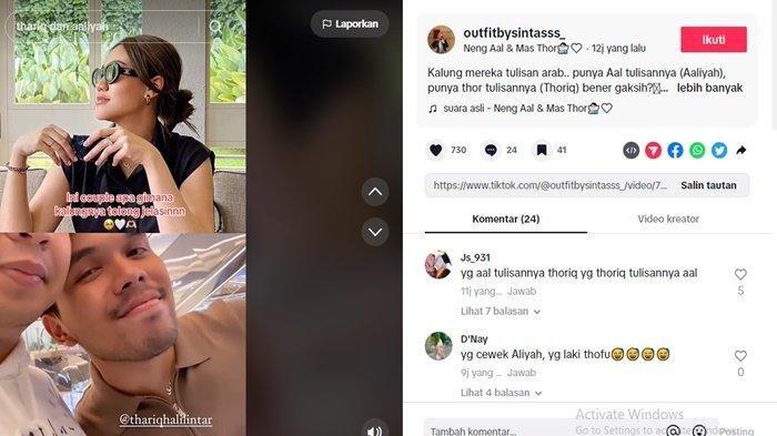 KALUNG - Thoriq Halilintar dan Aaliyah Massaid kedapatan kenakan kalung couple.