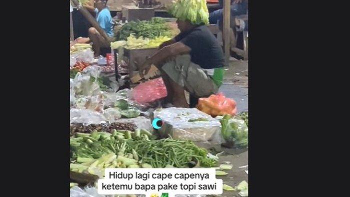 TOPI BATANG SAYUR SAWI - Viral Bapak-bapak Pedagang Sayur Pake Topi Sawi Jadi Perhatian Warganet