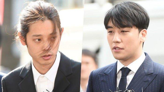 Jung Joon Young (kiri) dan Seungri (kanan). Rangkuman kronologi skandal Burning Sun 2019.