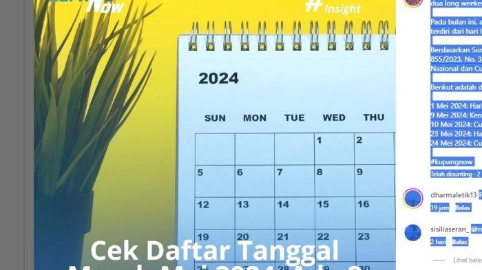 Ada beberapa tanggal merah Mei 2024 yang terdiri dari hari libur nasional dan cuti bersama jadi Berita Viral