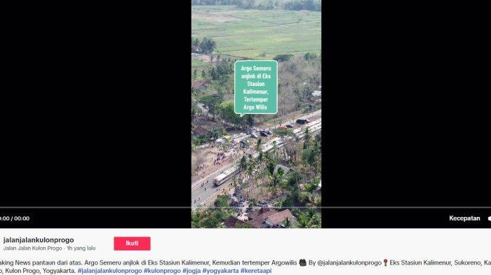 KERETA API - Berita Viral Kereta Api Argo Semeru Anjlok dan Terbalik Di Stasiun Kalimenur, Sukoreno, Kulon Progo