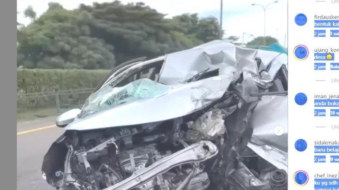 Telah terjadi laka lantas tunggal yang melibatkan mobil Toyota Calya di KM 72 Tol Jakarta - Merak,