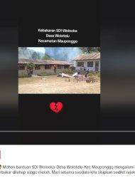 TERBAKAR - Viral SDI Wolooka yang berlokasi di Desa Wolotelu, Kecamatan Mauponggo, Kabupaten Nagekeo,