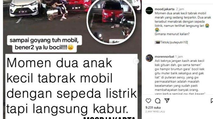 SEPEDA MOTOR LISTRIK - Viral Dua Bocah Tabrak Mobil Dengan Sepeda Listrik Di Jalanan Umum Terekam CCTV