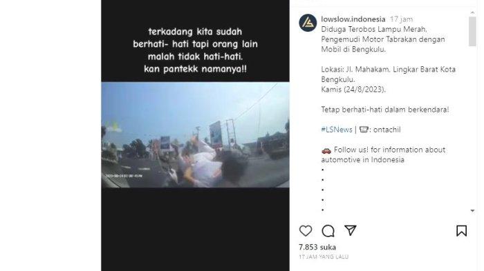 TABRAK MOBIL - Viral Pengemudi Motor Terobos Lampu Merah Menabrak Sebuah Mobil Terpantau Kamera Mobil