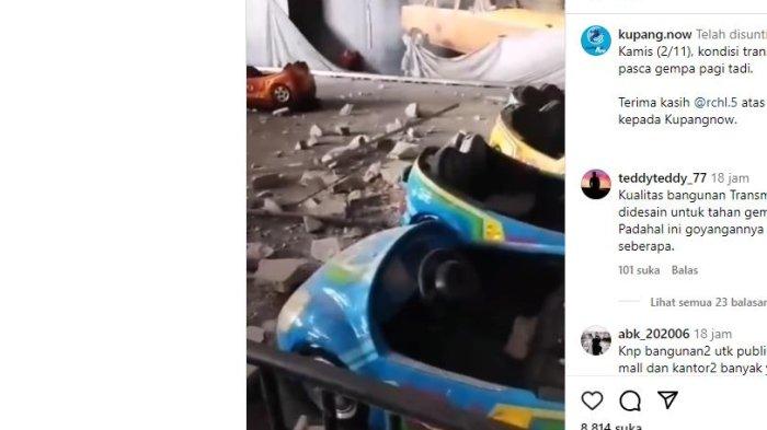 ARENA BERMAIN ANAK RUSAK - Berita Viral Detik Detik Saat Transmart Kupang Alami Kerusakan Area Bermain Anak saat gempa 6,6 guncang Kota Kupang, Kamis 2 Noveber 2023