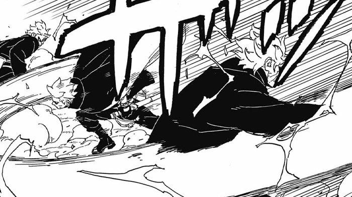 Boruto vs Mitsuki di Manga Boruto Two Blue Vortex Chapter 7