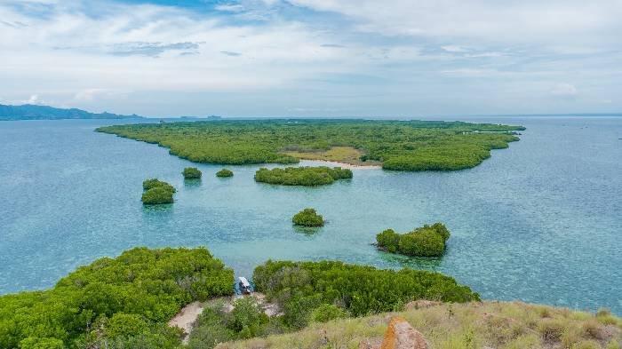 Potret dari udara kawasan wisata Gili Baru, di Pulau Sumbawa. Salah satu objek wisata yang sedang dikembangkan PT AMMAN.