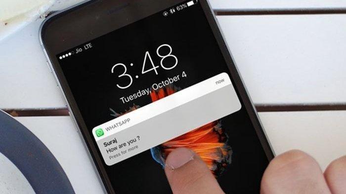 Ilustrasi notifikasi pesan WhatsApp