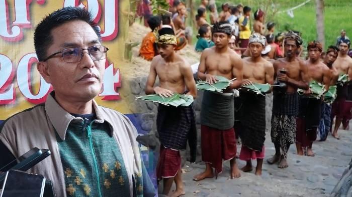 Kepala Dinas Pariwisata NTB Jamaluddin (kiri) saat ditemui usai melauncht Calendar of Event 2024 NTB, Sabtu (30/12/2023). Sementara foto kanan adalah Maulid Adat Bayan yang masuk dalam Calendar of Event 2024.