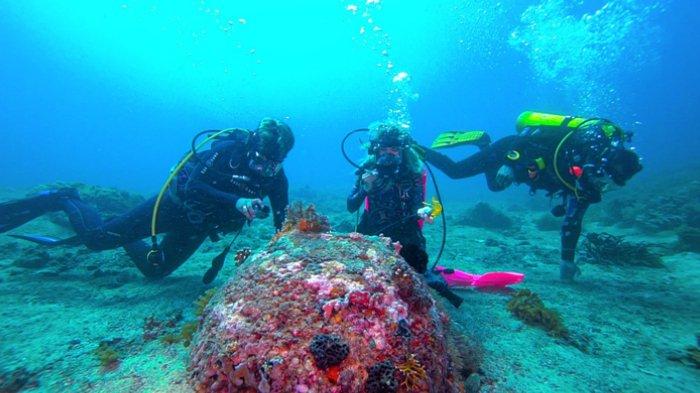 Kegiatan dive monitoring dalam memonitor kondisi Reef Ball di sekitar perairan Pulau Kenawa.