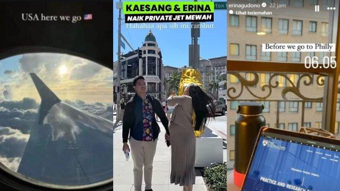 Kolase postingan Kaesang Pangarep dan istrinya, Erina Gudono pergi ke Amerika Serikat (AS) naik jet pribadi.