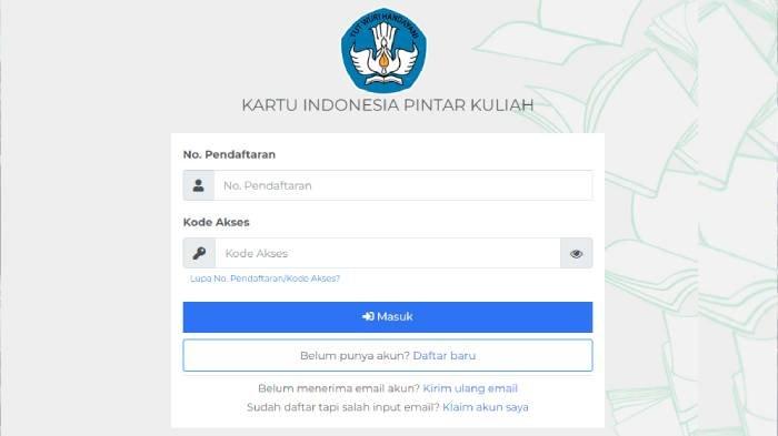 Login KIP Kuliah 2024 dapat diakses melalui laman https://kip-kuliah.kemdikbud.go.id/.