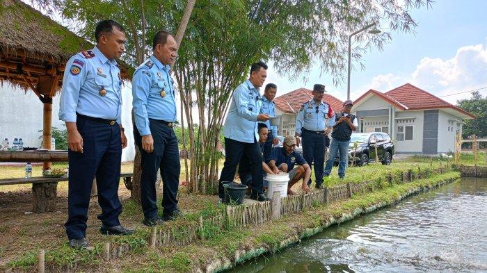 Kepala Kanwil Kemenkumham NTB, Romi Yudianto saat panen raya di lahan Lapas Lombok Barat, Selasa (27/6/2023).