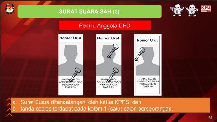 Contoh cara coblos yang benar Pemilu Anggota DPD.