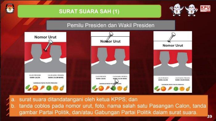 Contoh cara coblos yang benar Pemilu Presiden dan Wakil Presiden.