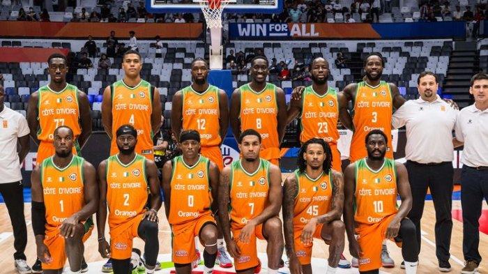 Timnas bola basket Pantai Gading saat bertanding di FIBA World Cup 2023 Indonesia pada Senin (28/8/2023).
