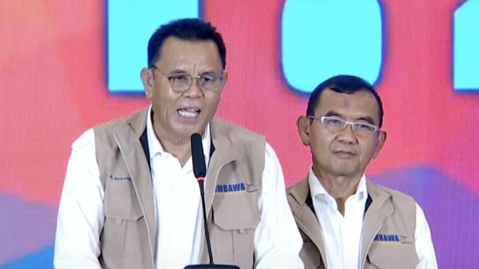Pasangan Calon Bupati dan Wakil Bupati Sumbawa Syarafuddin Jarot dan Mohammad Ansori dalam debat perdana Pilkada Sumbawa pada Kamis (31/10/2024).