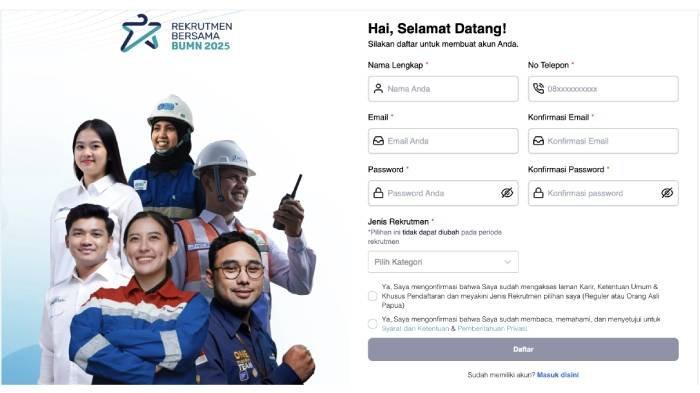 REKRUTMEN BUMN - Tampilan halaman pendaftaran RBB 2025.