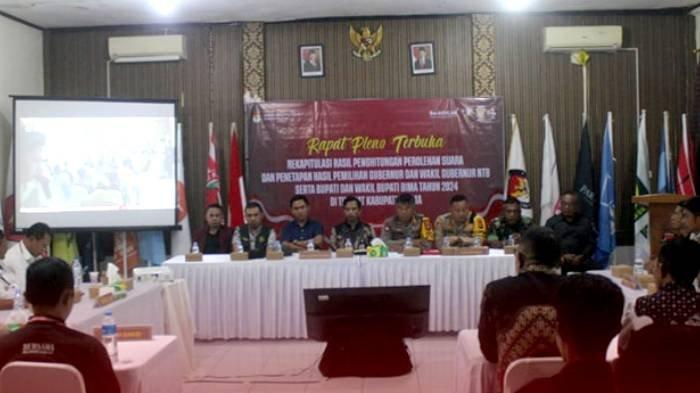 KPU Kabupaten Bima menggelar rapat pleno rekapitulasi suara Pilkada 2024, Selasa (3/12/2024).