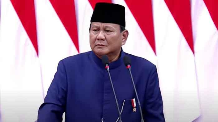 Presiden RI Prabowo Subianto berpidato pada pelantikan Presiden dan Wakil Presiden RI di Gedung MPR RI, Jakarta Pusat, Minggu (20/10/2024).
