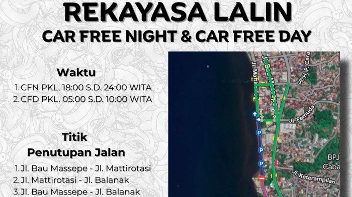 CFN PAREPAR - Peta rekayasa lalu lintas selama berlangsungnya CFN di Kota Parepare. CFN akan berlangsung di Jalan Mattirotasi, Kecamatan Bacukiki atau sekitar wilayah Pantaiku.