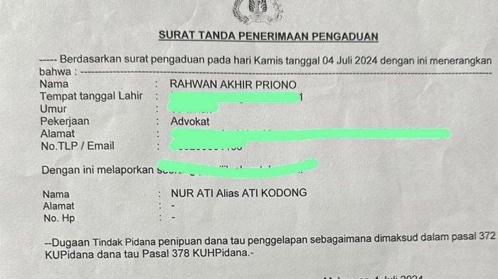 Berkas laporan kepada Aty Kodong di Polda Sulsel, Kamis (4/7/2024).