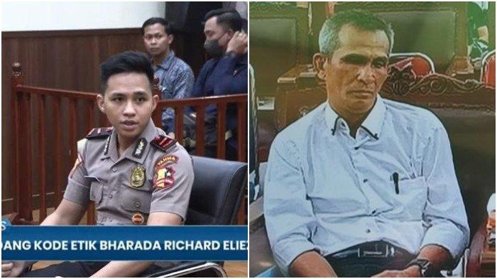 Bharada E saat sidang etik dan Samuel Hutabarat ayah Brigadir J.