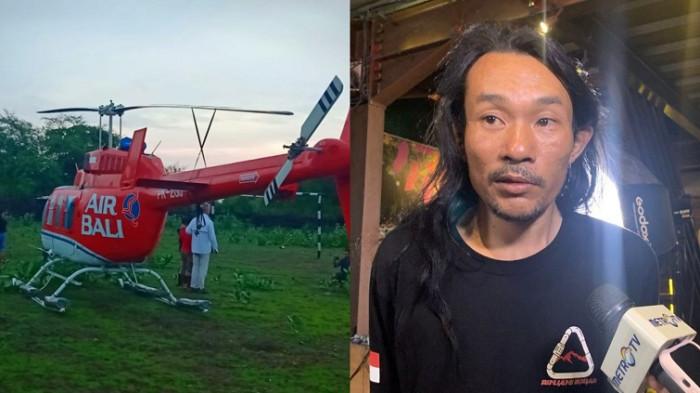 Helikopter Bali Air yang evakuasi pendaki Swiss yang terjatuh di Gunung Rinjani bersama Agam Rinjani.