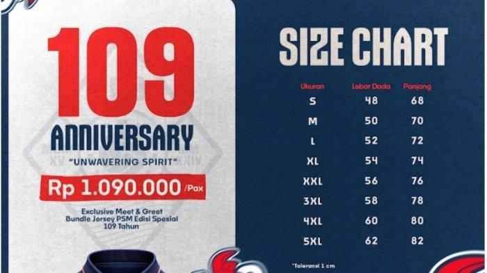 Jersey special edition PSM Makassar untuk merayakan HUT ke-109.