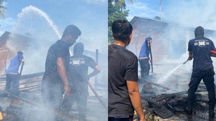 KEBAKARAN BONE - Potret satu unit rumah semi permanen rata dengan tanah dilahap si jago merah (15/5/2025). Belum diketahui penyebab pasti kebakaran