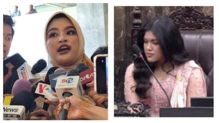 Kolase foto Anggota DPR RI termuda periode 2024-2029, Annisa Maharani Alzahra Mahesa di kompleks parlemen, Senayan, Jakarta, Selasa (1/10/2024) dan anggota Dewan Perwakilan Daerah (DPD) periode 2024-2029 termuda se-Indonesia, Larasati Moriska, masih berusia 22 tahun