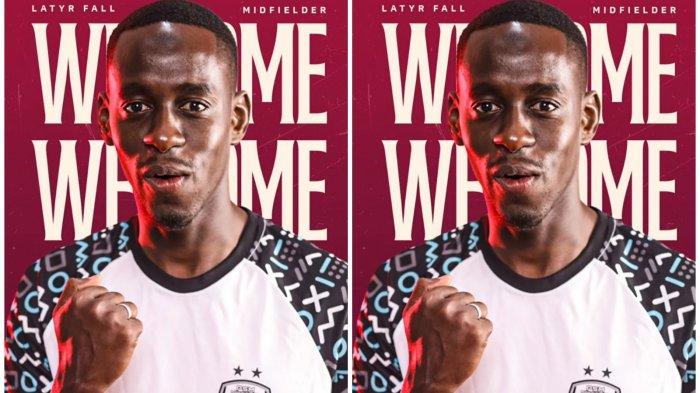 Latyr Fall saat diperkenalkan oleh PSM Makassar sebagai rekrutan baru untuk musim 2024-2025, Sabtu (5/7/2024). Latyr Fall terikat kontrak setahun.