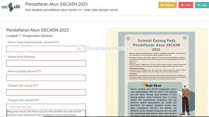 Tangkapan layar situs daftar-sscasn.bkn.go.id/akun yang disebut untuk melakukan pendaftaran akun SSCASN 2023.