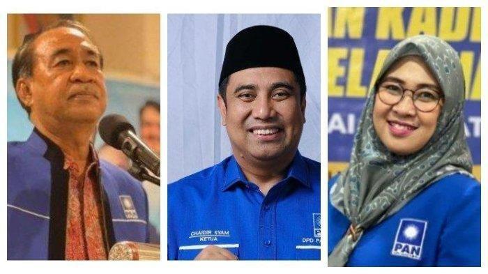 MUSWIL PAN SULSEL – Jelang Muswil DPW PAN Sulsel, sejumlah nama kian hangat diisukan untuk maju memperebutkan kursi ketua, termasuk Bupati Gowa Husniah Talenrang (kanan) dan Bupati Maros Chaidir Syam (tengah). Chaidir Syam masih tunggu arahan DPP
