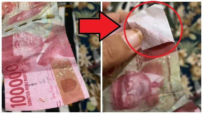 Capture video viral warga Palopo klaim temukan uang palsu pecahan Rp 100 ribu (Istimewa).