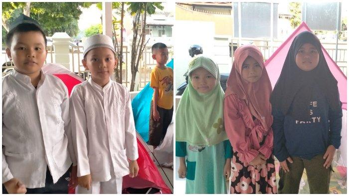 Santri-santriwati Taman Kanak-kanak/Taman Pendidikan Alquran (TK/TPA) Raudhatul Jannah mengikuti perkemahan santri di pelataran Masjid Raudhatul Jannah Kompleks Griya Mulia Asri (GMA), Jl Dg Ramang, Kelurahan Pai Kecamatan Biringkanaya, Makassar, 6 Juli 2024. Acara ini dalam rangka menyambut Tahun Baru Islam 1446 H / 2024 M