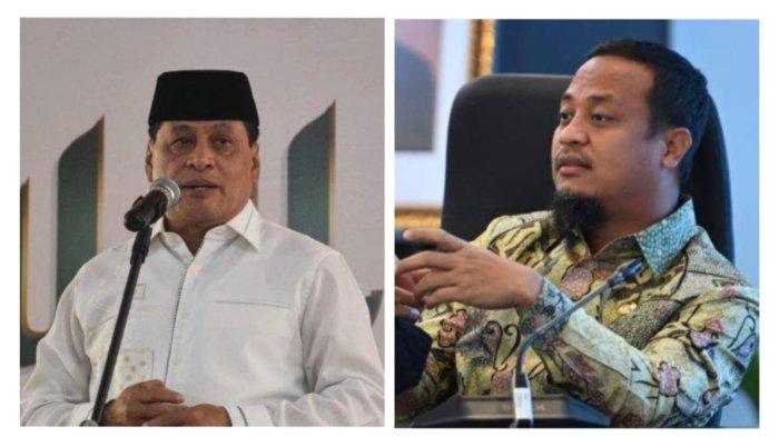 MUSDA GOLKAR - Wakil Ketua Umum Golkar, Nurdin Halid (kiri), dan Gubernur Sulsel Andi Sudirman Sulaiman (kanan). Nurdin Halid mendukung Andi Sudirman Sulaiman masuk Golkar.