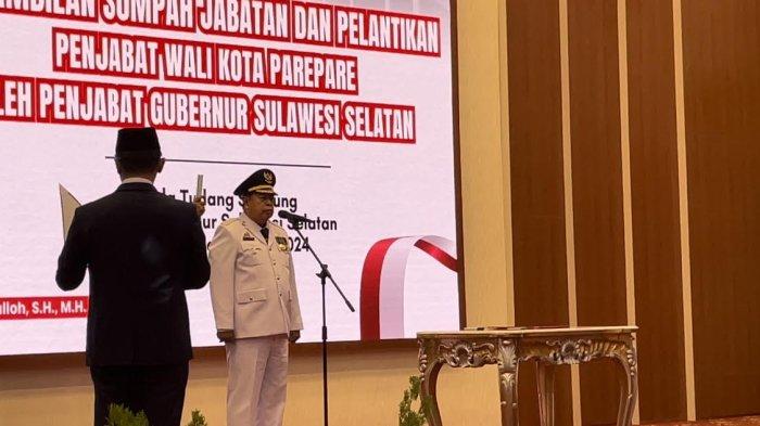 Pelantikan Abdul Hayat Gani sebagai Pj Wali Kota Parepare di Rujab Gubernur Sulsel, Jl Jend Sudirman, Makassar, Rabu (18/9/2024).