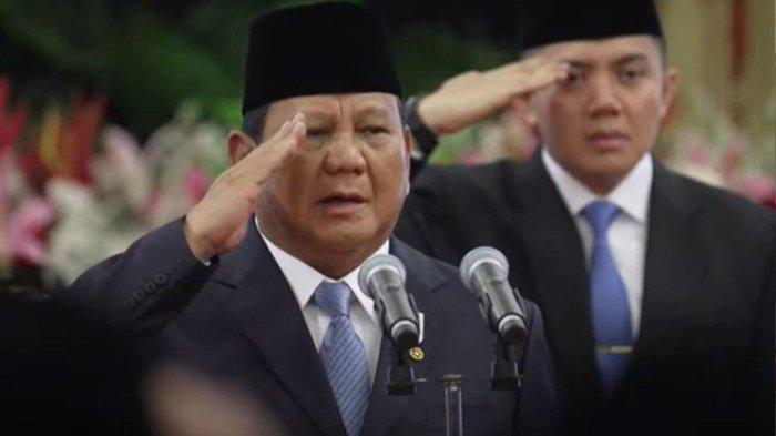Presiden Prabowo saat akan melantik para menterinya di Kabinet Merah Putih. (YouTube Sekretariat Presiden)